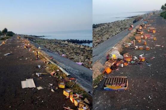 台南黄金海岸线堆满垃圾