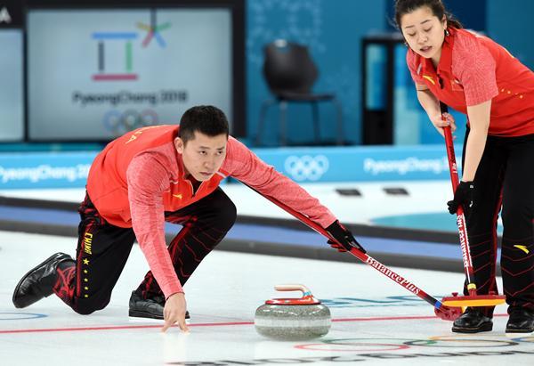 2018年平昌冬奥会，中国队获得混双第四名 新华社图