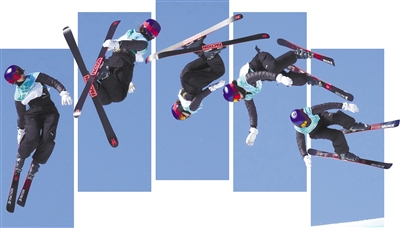 北京冬奥会滑雪女子大跳台上演完美3跳(组图)